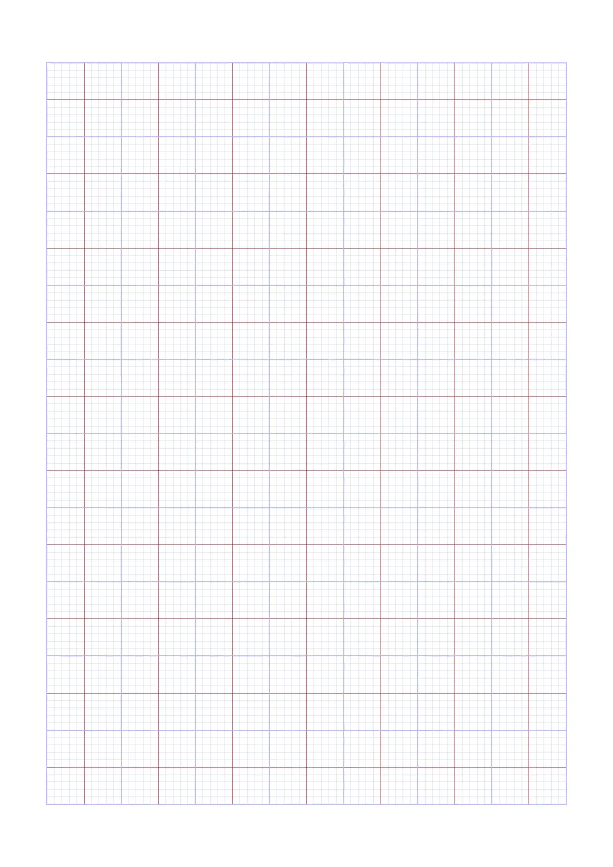A4-sized blue and red grid with small blue lines graph paper