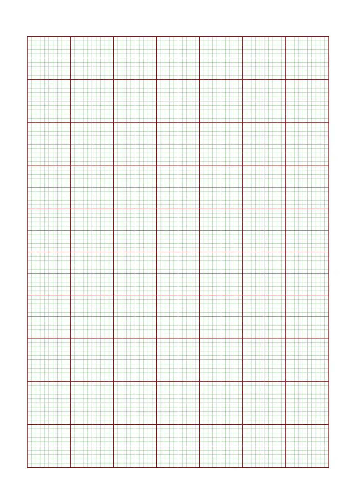 A4-size red and gray with small green lines graph paper