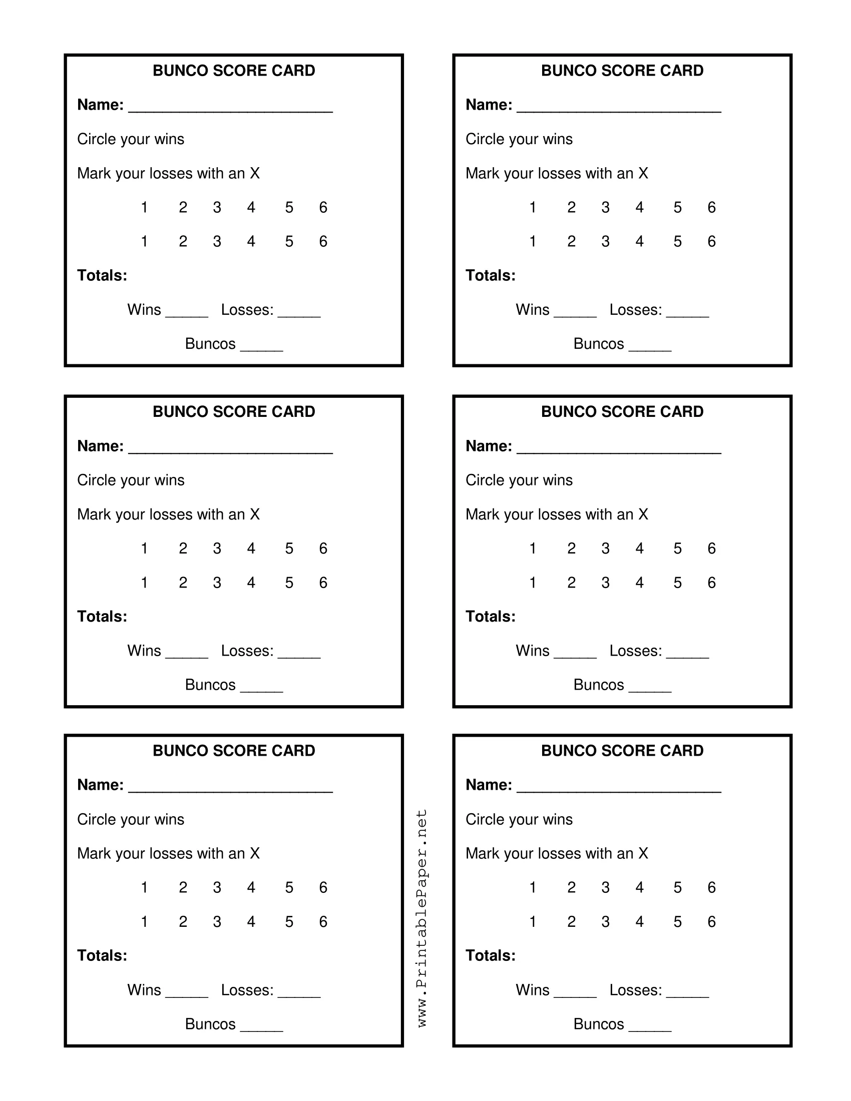 bunco scoresheet