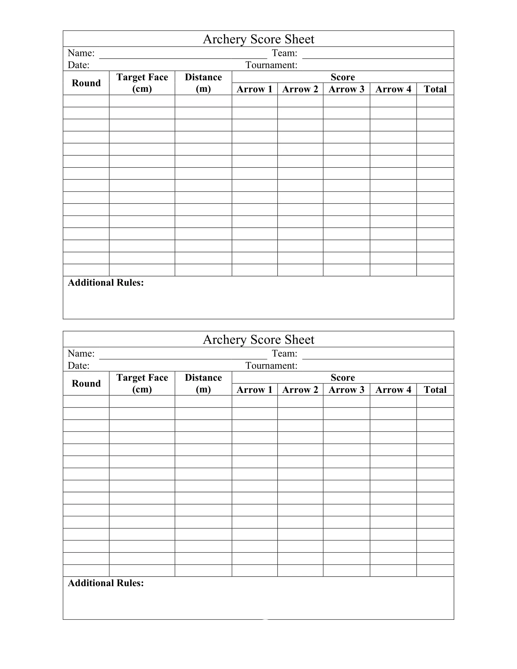 printable archery score sheet