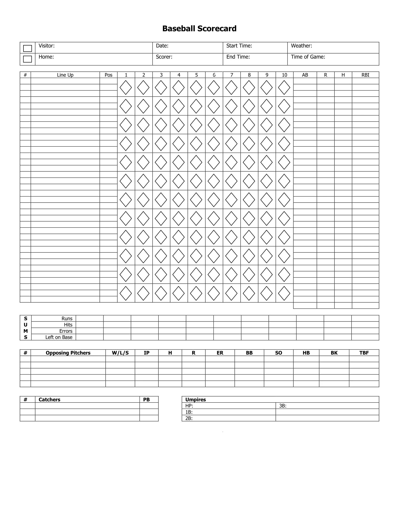 printable baseball score sheet