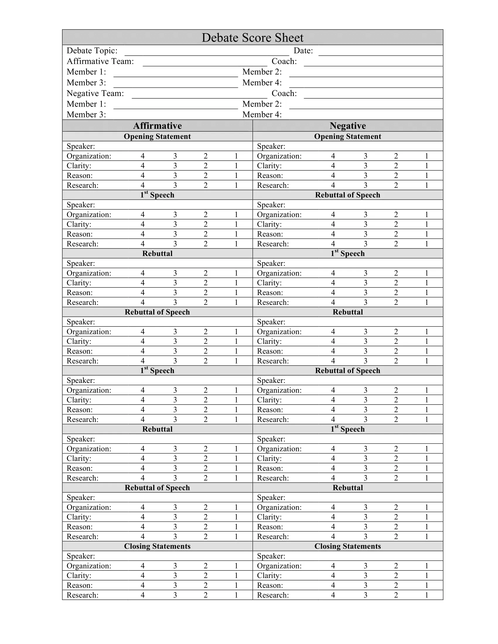 printable debate score sheet