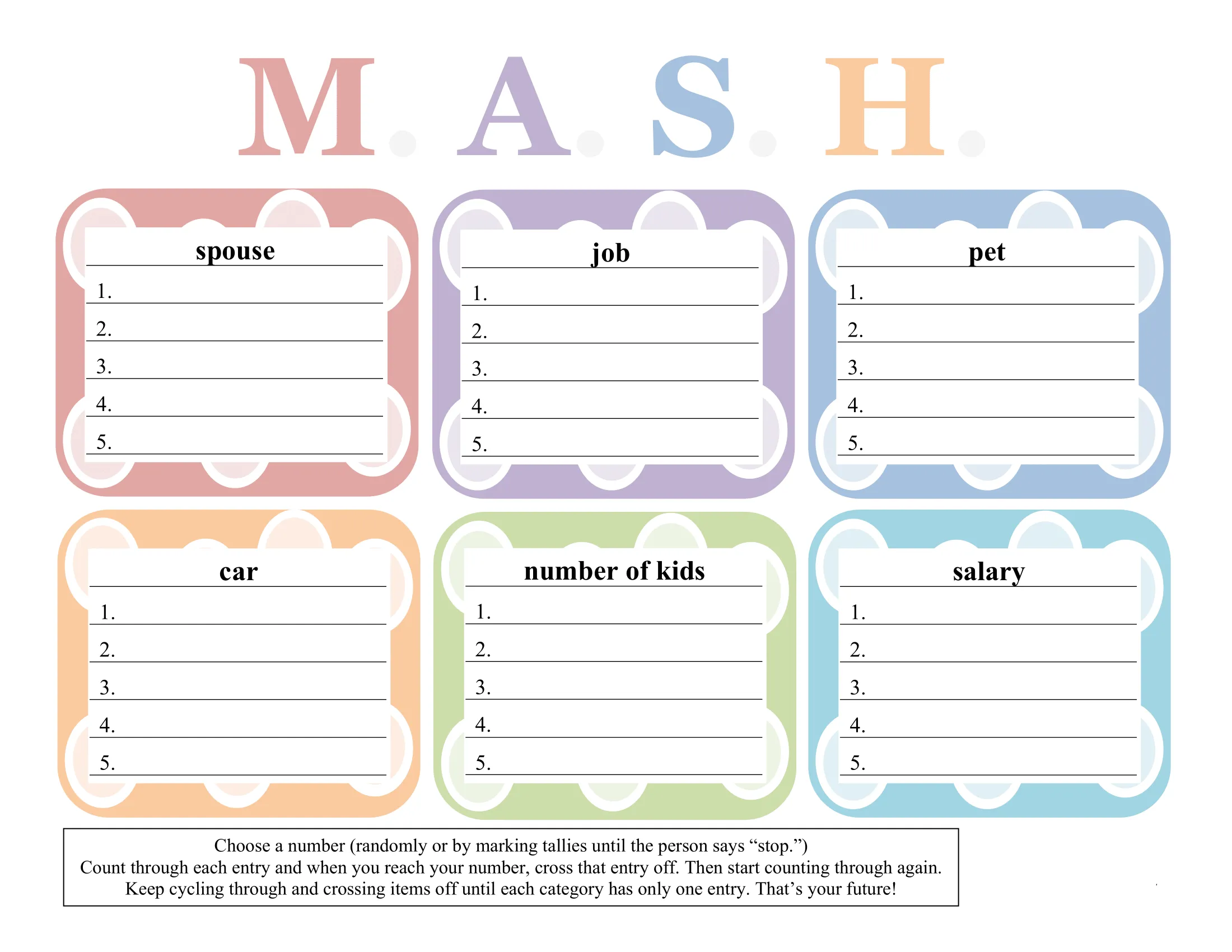 printable mash score sheet