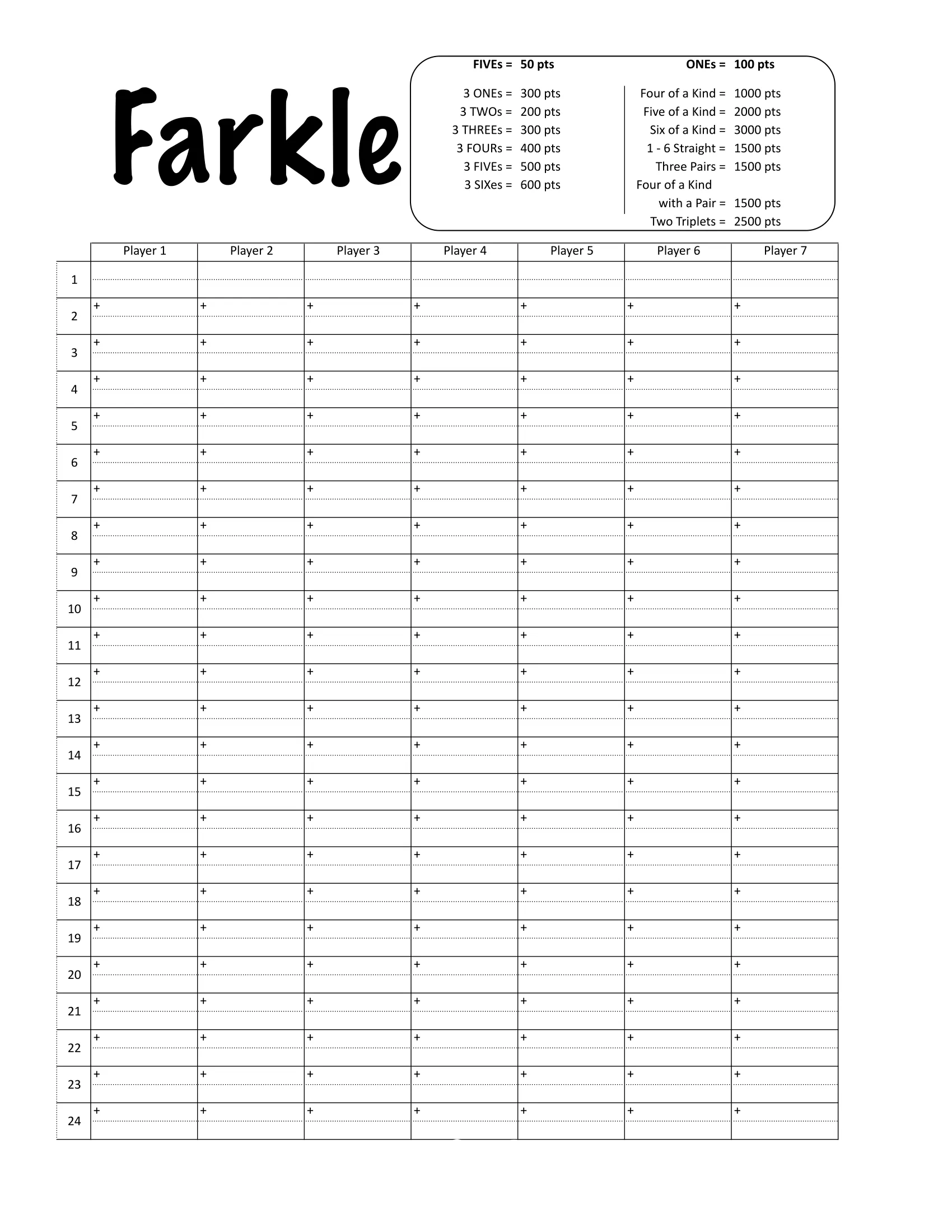 printble farkle score sheet