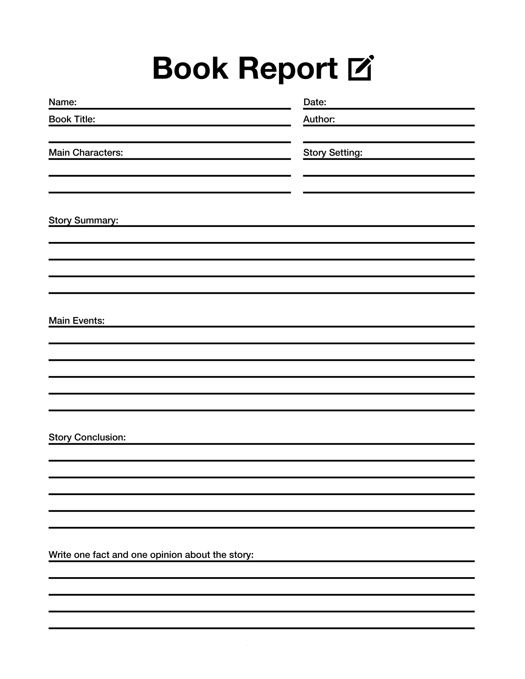 book report template