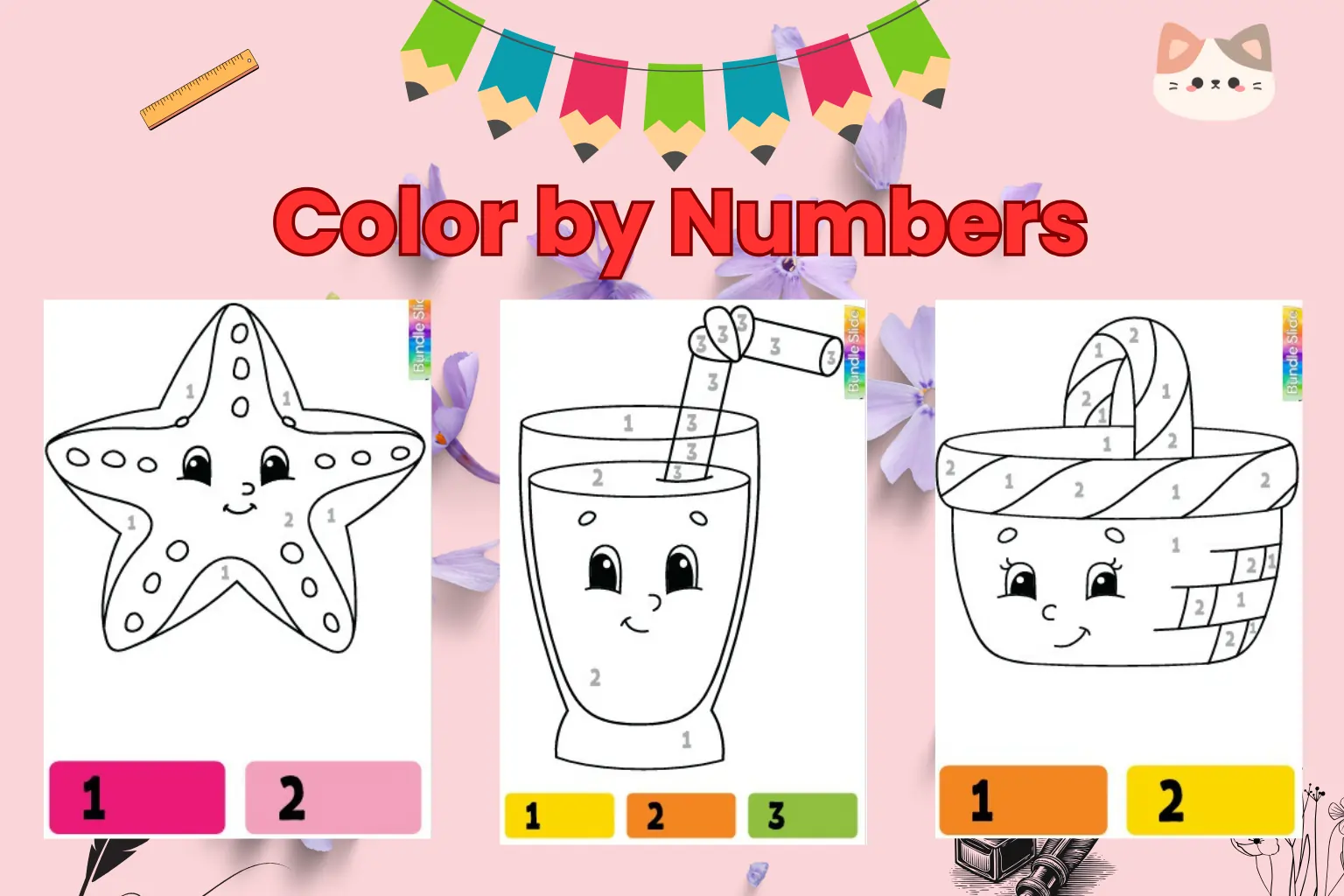 colors by number educational template