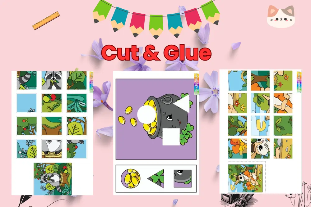 cut & glue educational template for kids