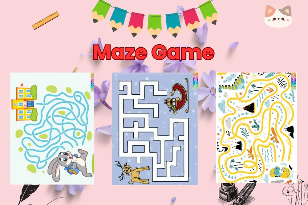 maze game educational worksheet for kids
