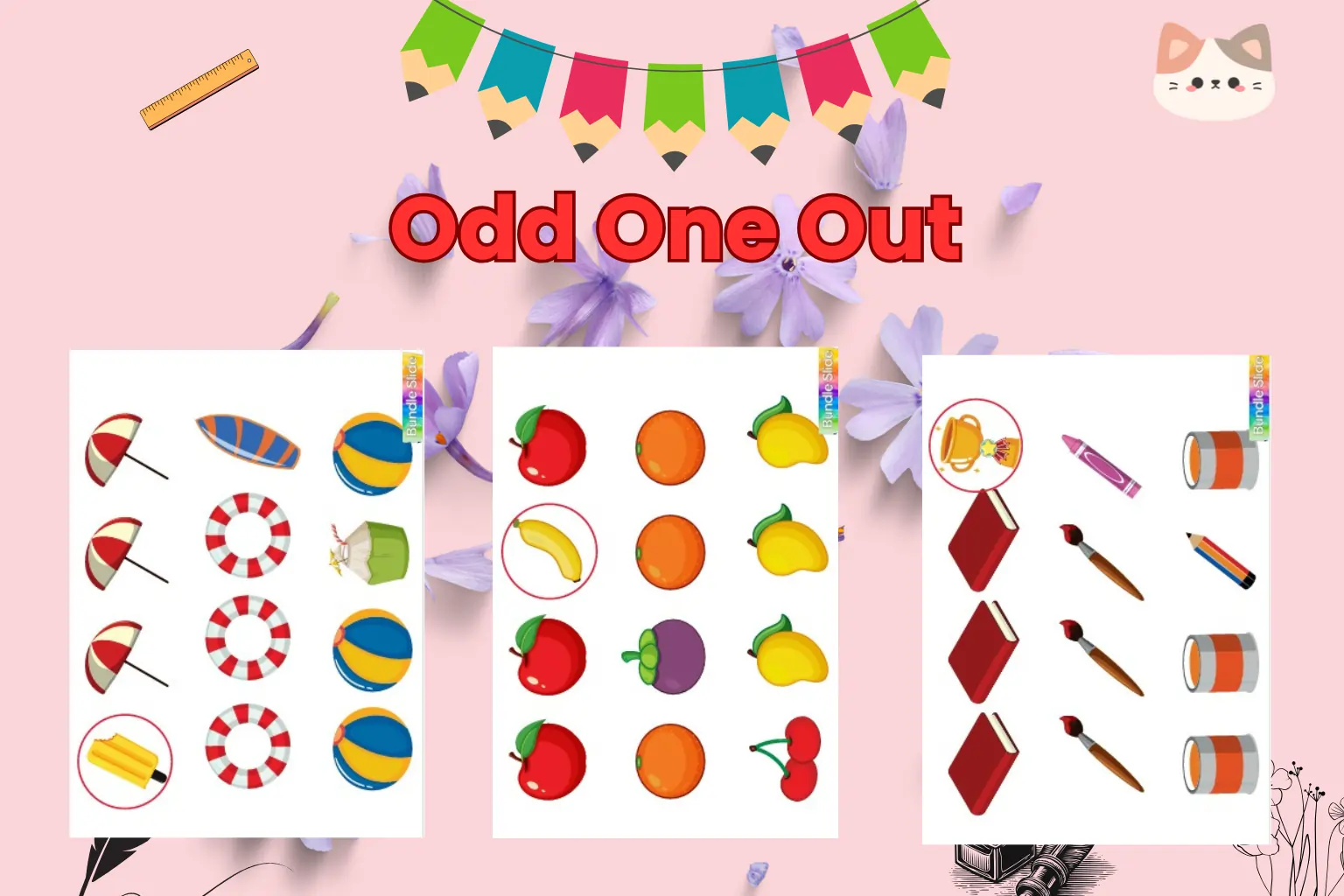 preschool work pages odd one out 