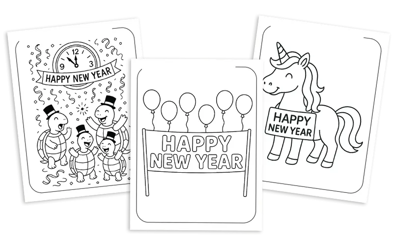 happy new year day coloring pages