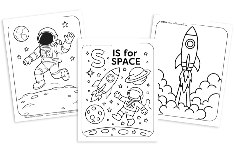 space coloring pages