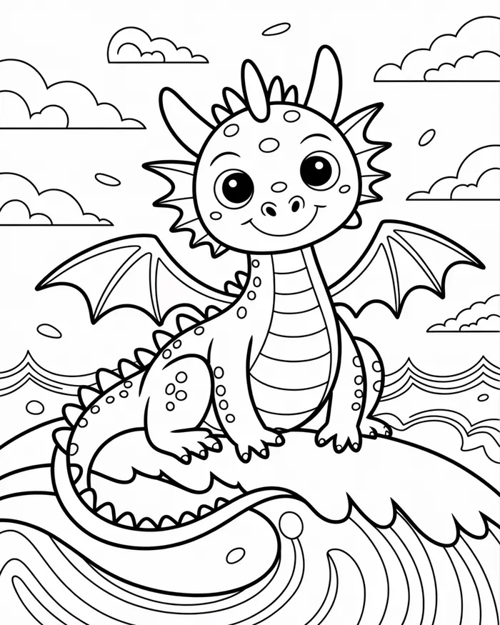 adorable water dragon coloring page
