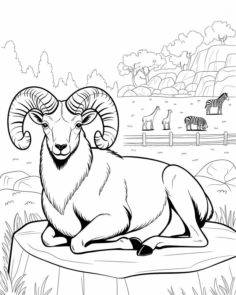 bighorn sheep in zoo coloring pages