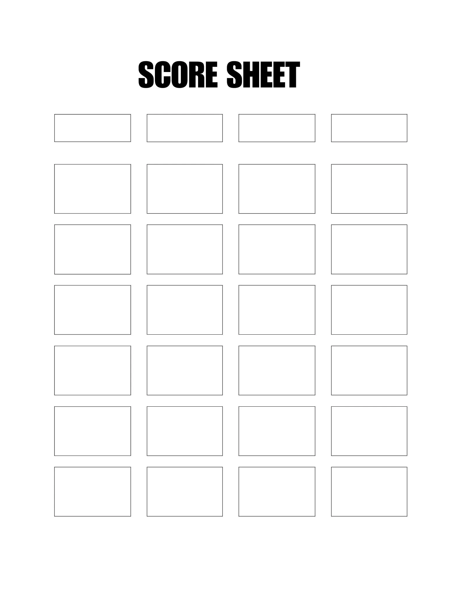 Scoring Sheets 8 blank basic score sheet