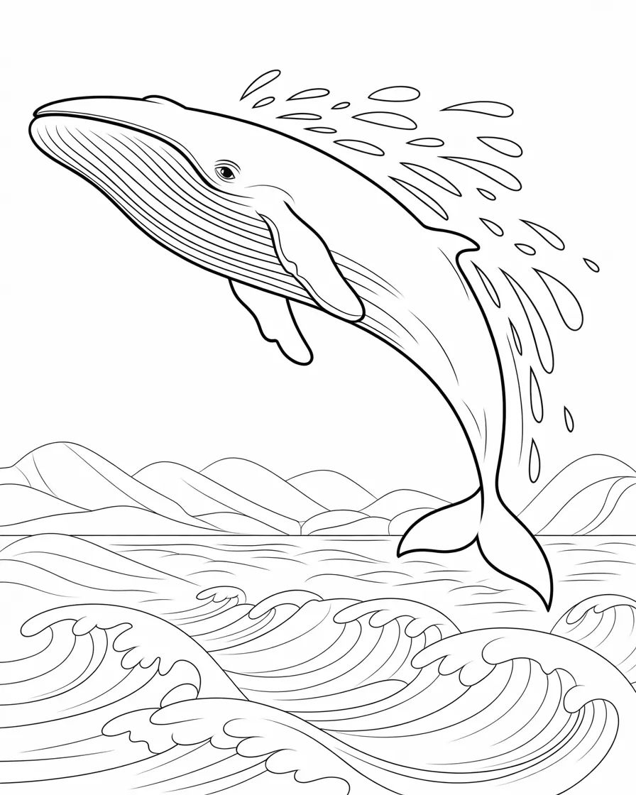 blue whale jumping coloring pages
