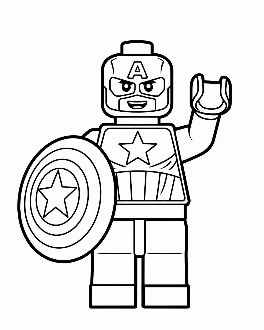 Captain America Coloring Pages 2 captain america as a lego figurine to color