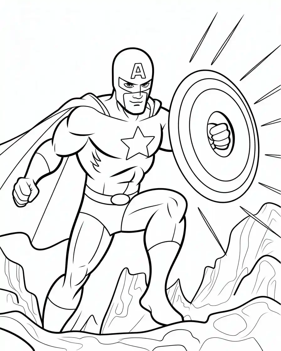 Captain America Coloring Pages 9 captain america protecting himself with his shield