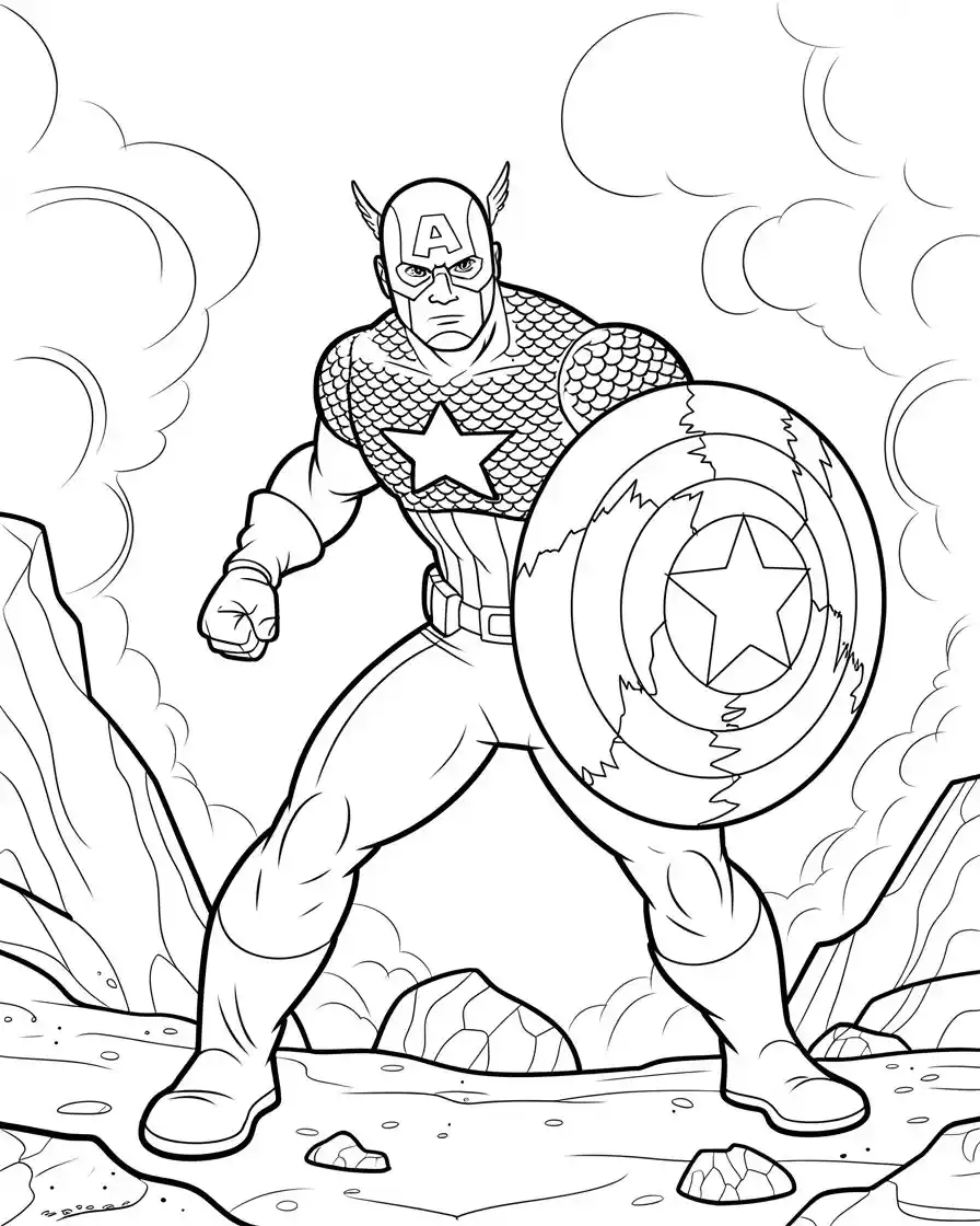 Captain America Coloring Pages 11 captain america with broken shield 1