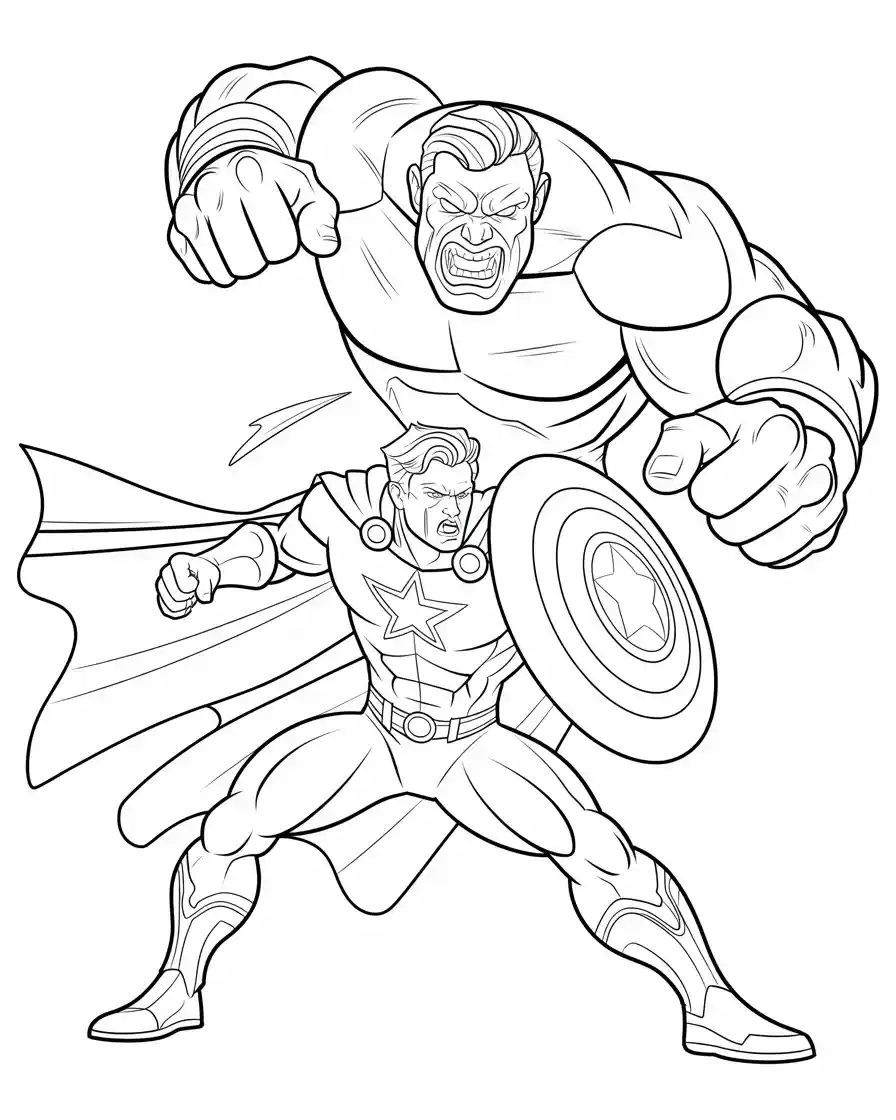 Hulk Coloring Pages 28 captain america with hulk battle