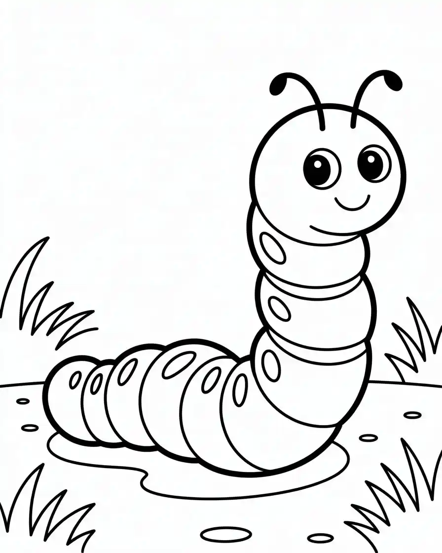 cartoon worm coloring pages