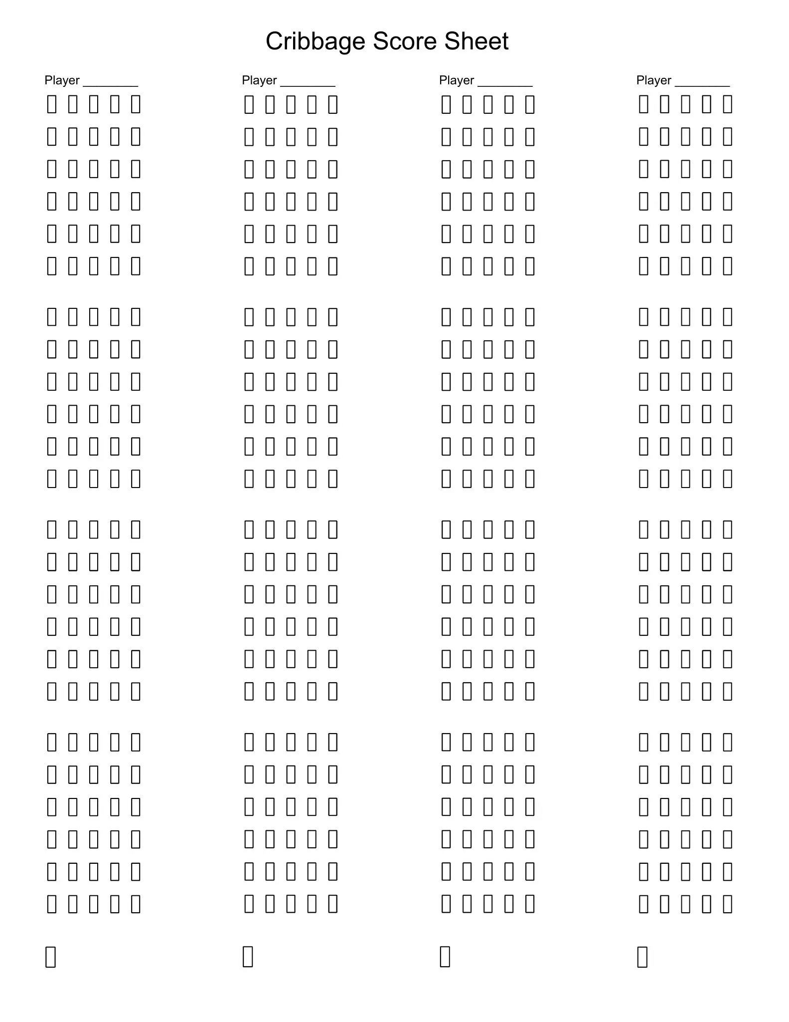 Scoring Sheets 18 cribbage scoring sheet