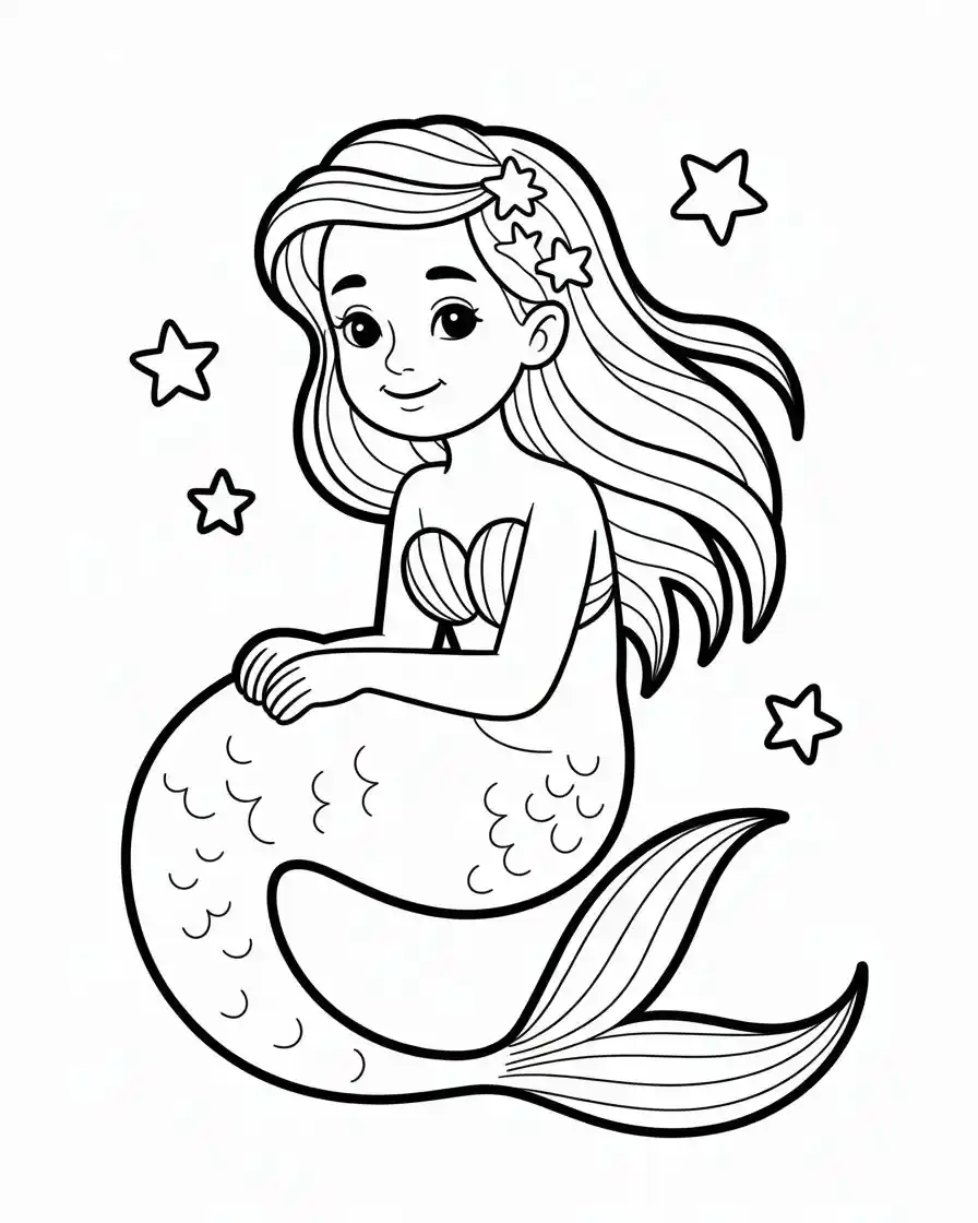 cute mermaid coloring page