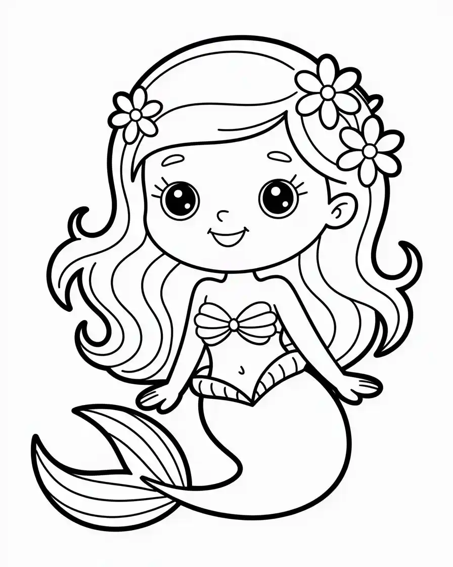 cute mermaid coloring page