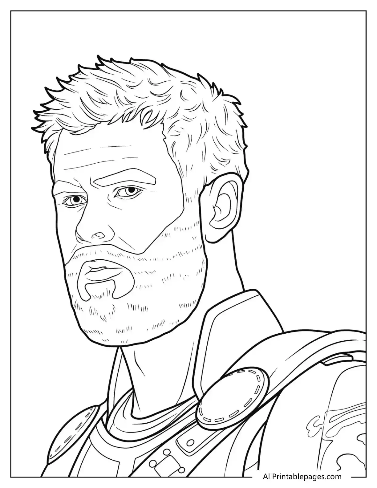 Thor Coloring Pages 6 detalied coloring sheet of chris hemsworth as thor