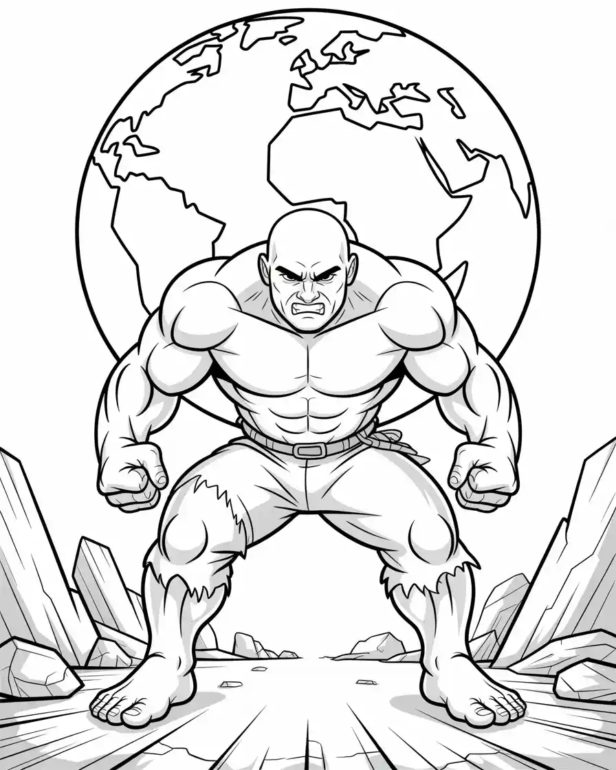 Hulk Coloring Pages 24 detalied hulk with world in background