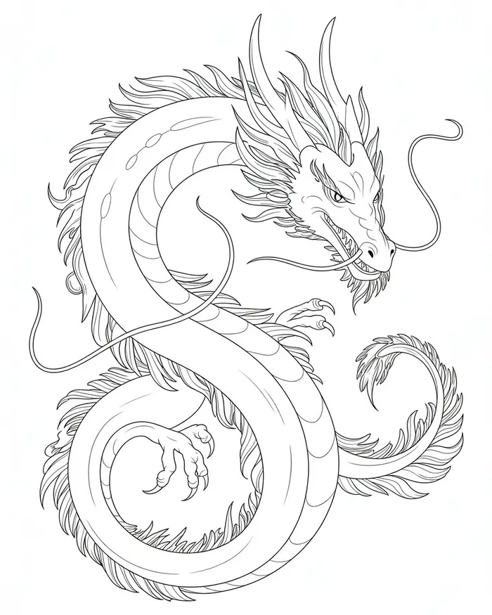 dragon contour coloring page