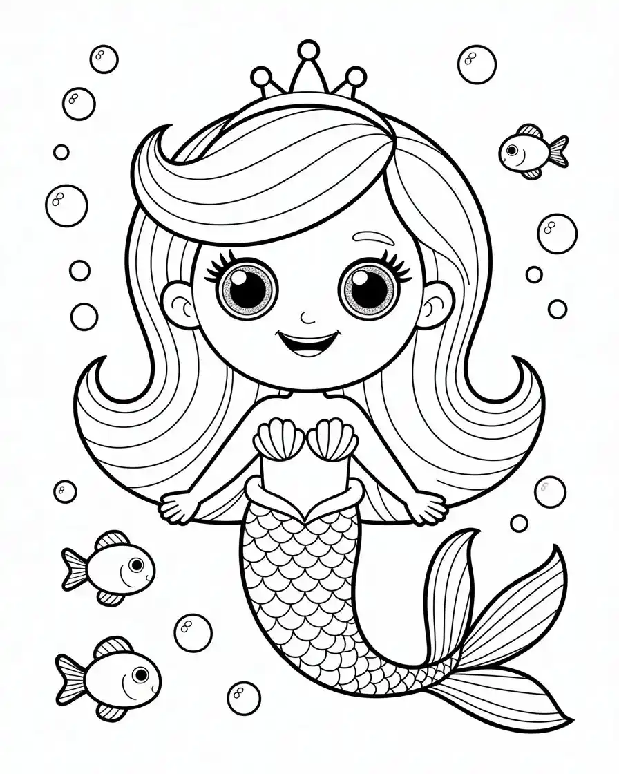 easy mermaid coloring page