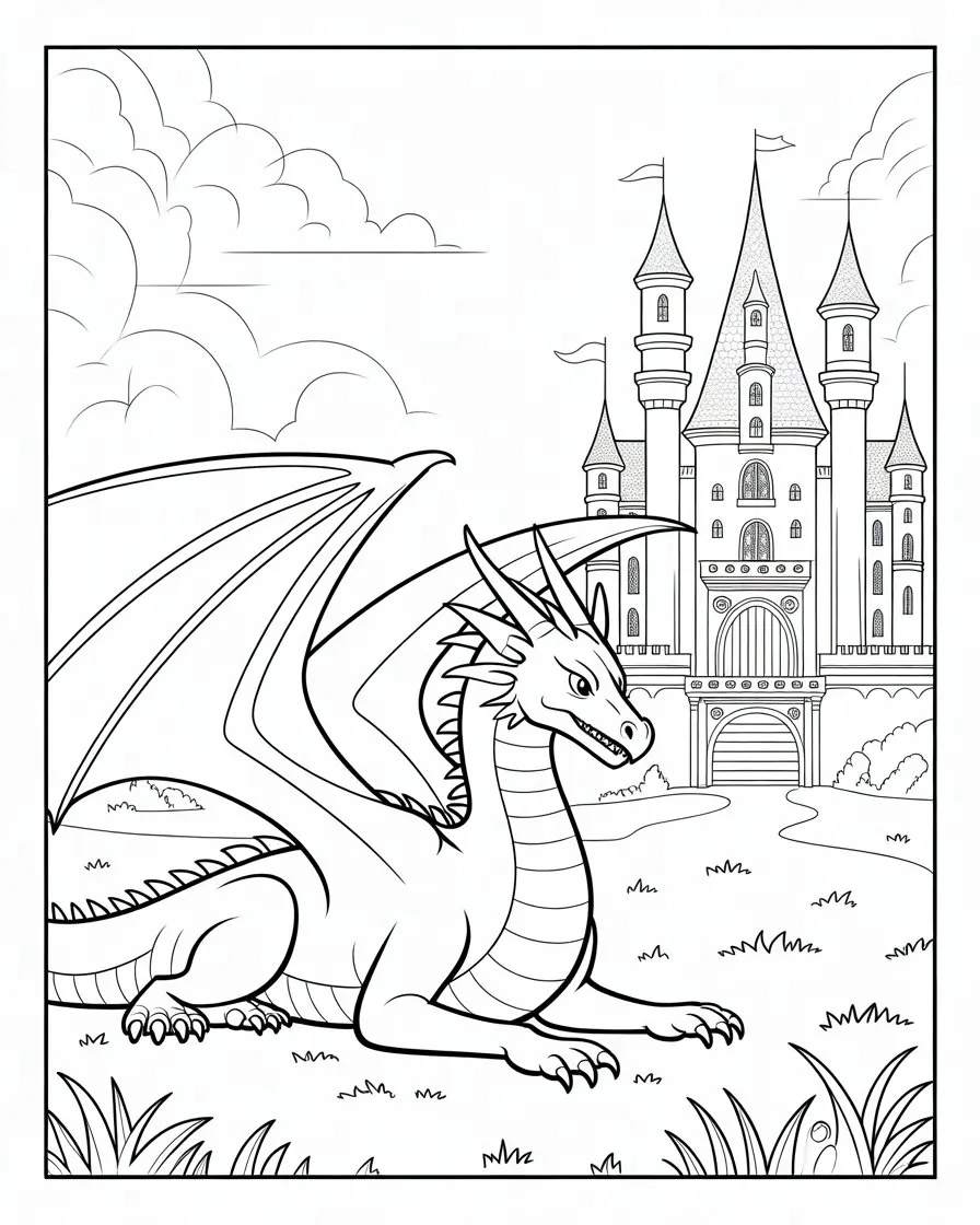 easy outline of night fury dragon coloring page 1