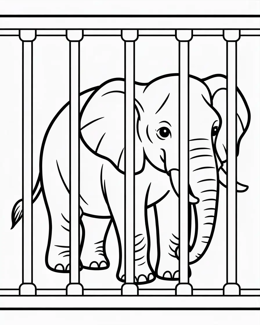 elephant in zoo enclosure coloring pages