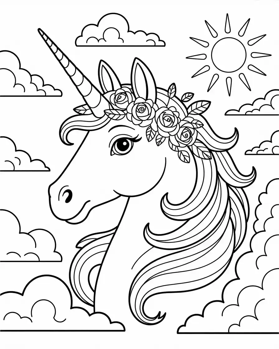 Unicorn Coloring Pages 14 enchanted unicorn head coloring sheet