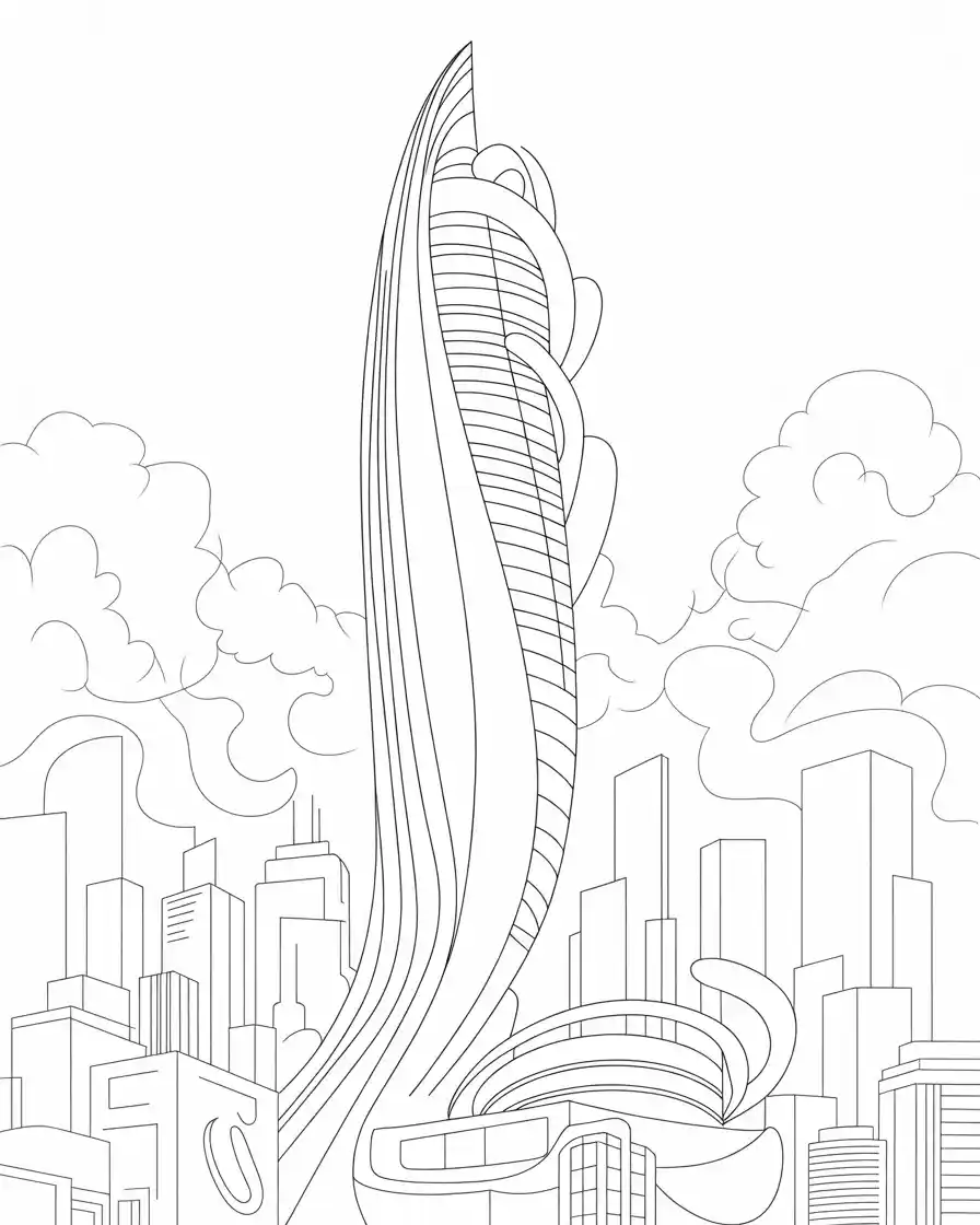 Hulk Coloring Pages 21 futuristic skyscraper coloring page