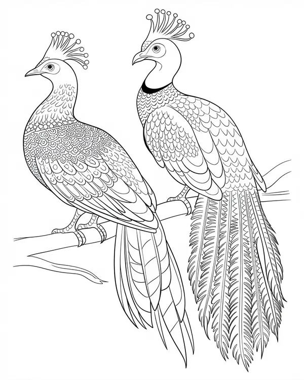 green java peafowls coloring page