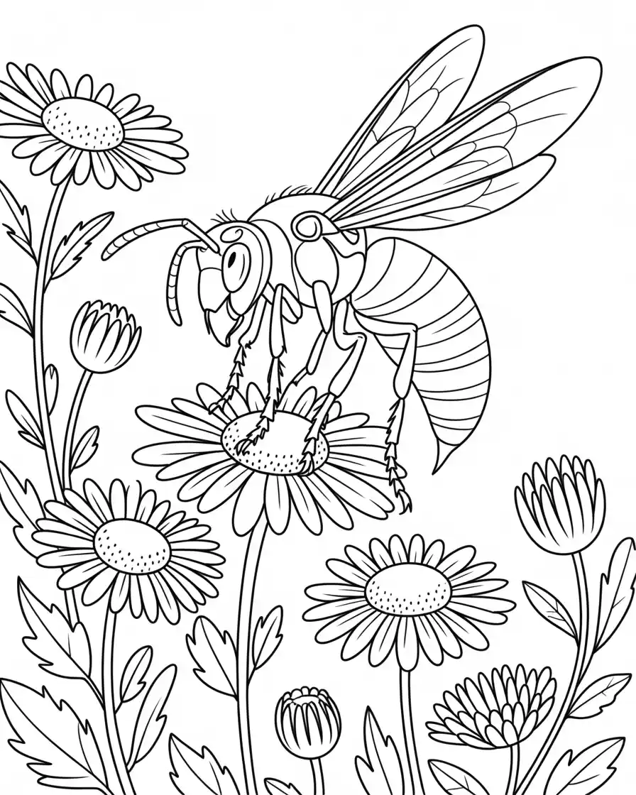 hornet on the michaelmas daisies