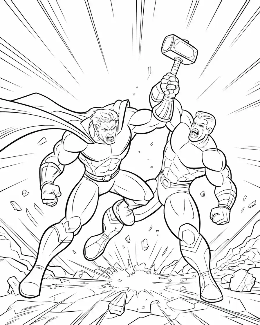 Hulk Coloring Pages 18 hulk attacking thor coloring page for kids