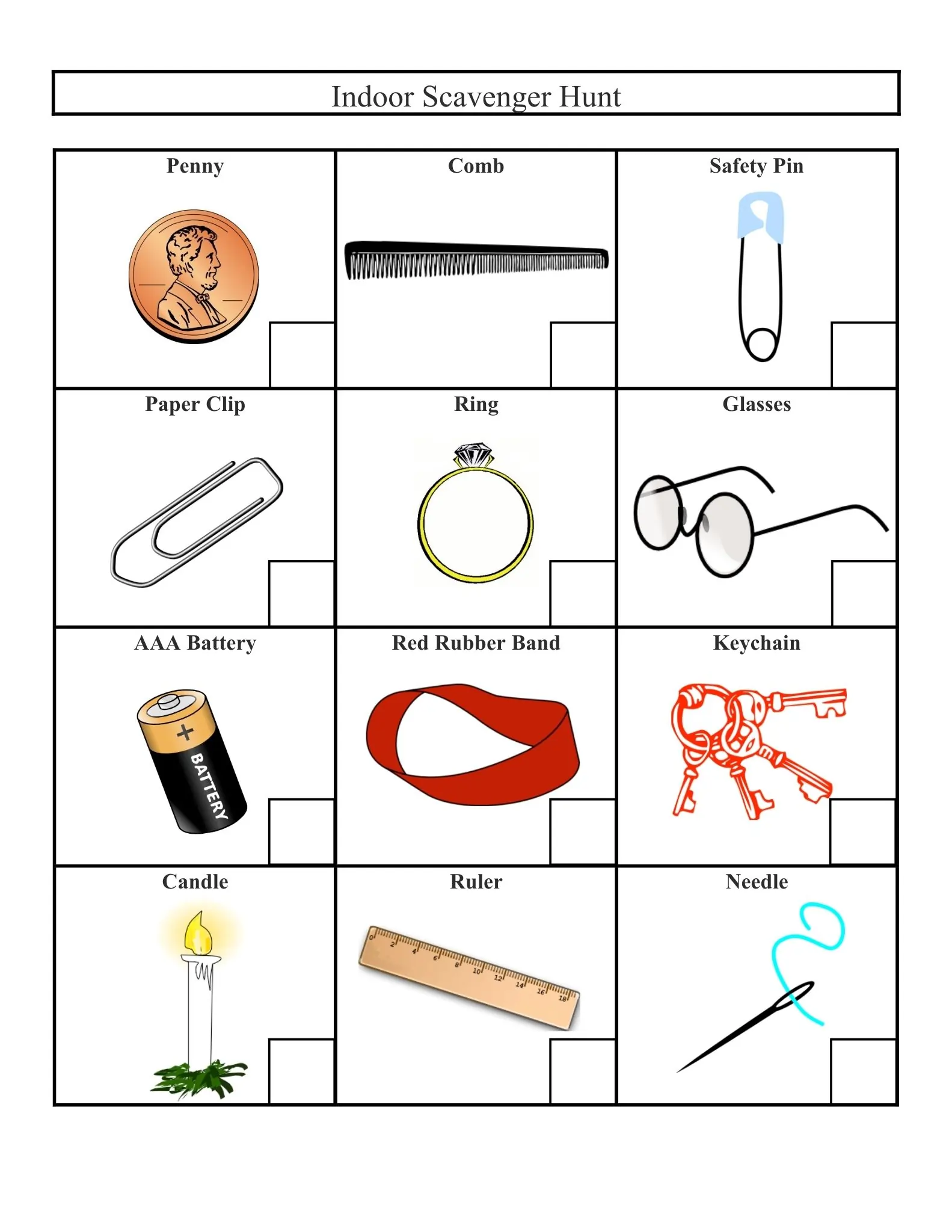 Scoring Sheets 22 indoor Scavenger hunt score sheet