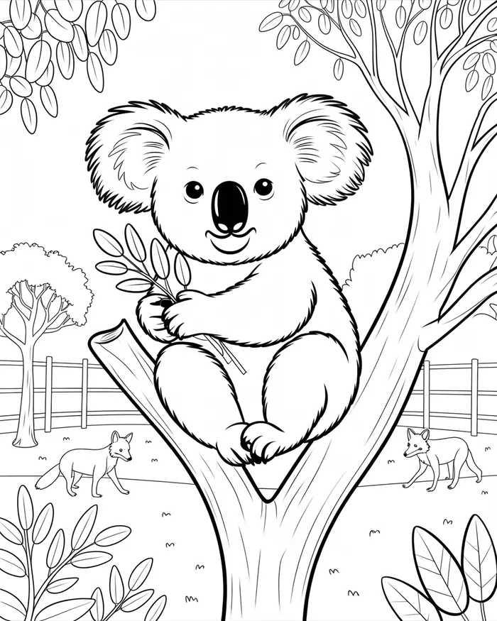 koala bear in zoo coloring pages