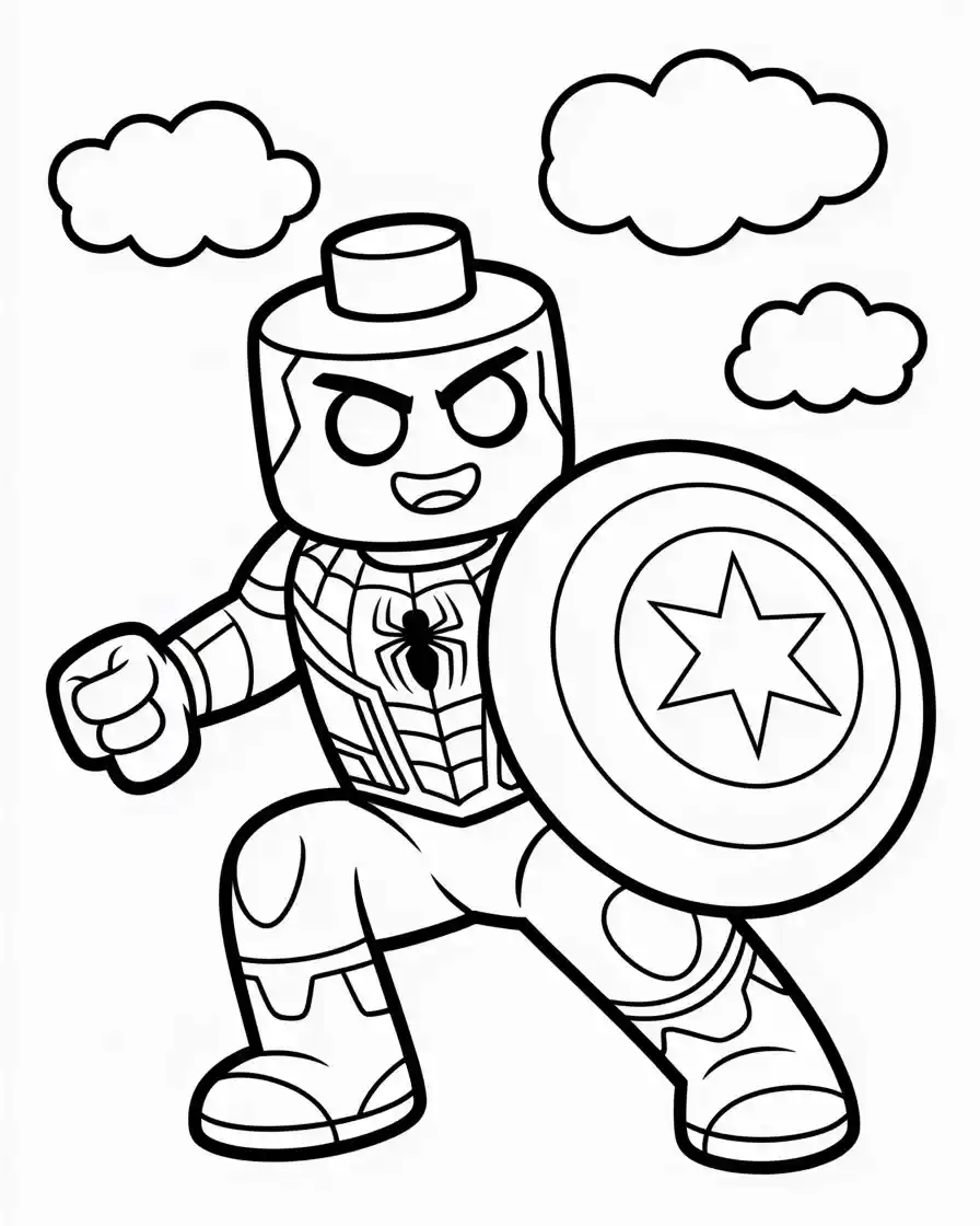 Spiderman Coloring Pages 18 lego spiderman holding captain americas shield