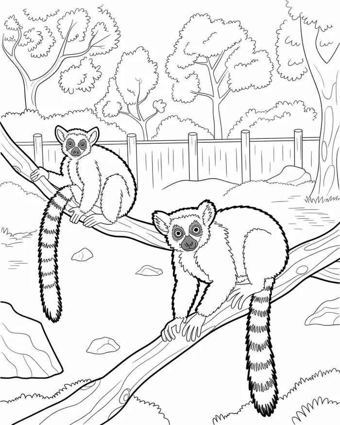 lemurs in zoo coloring pages