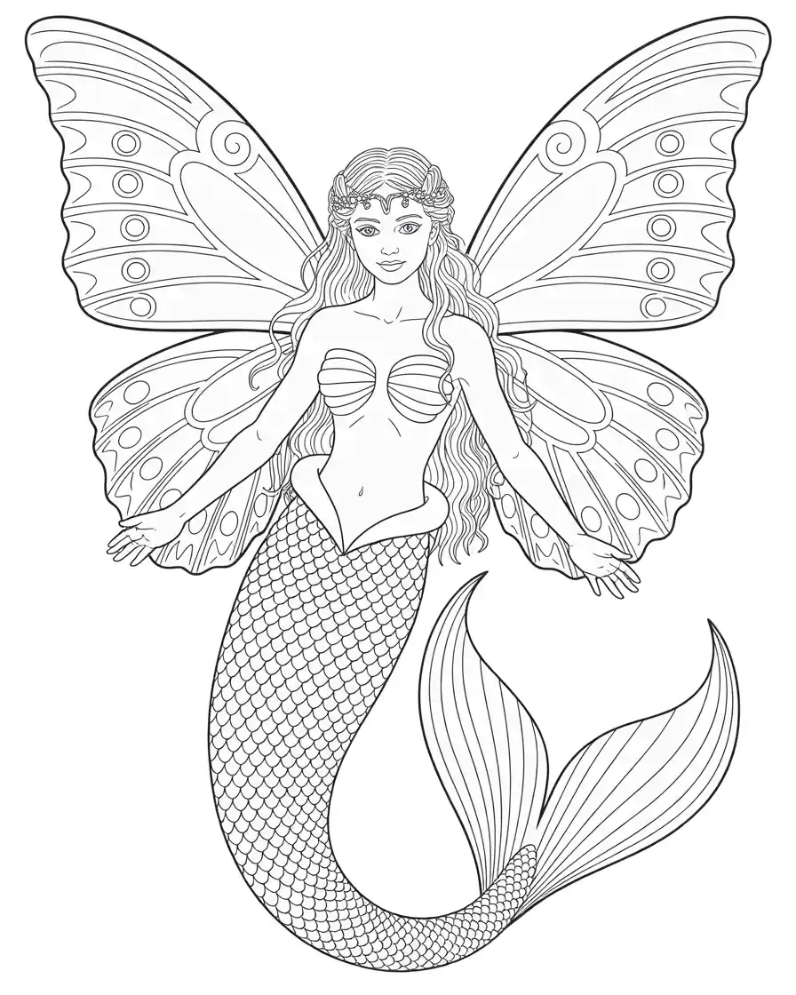 mermaid fairy with detailed wings