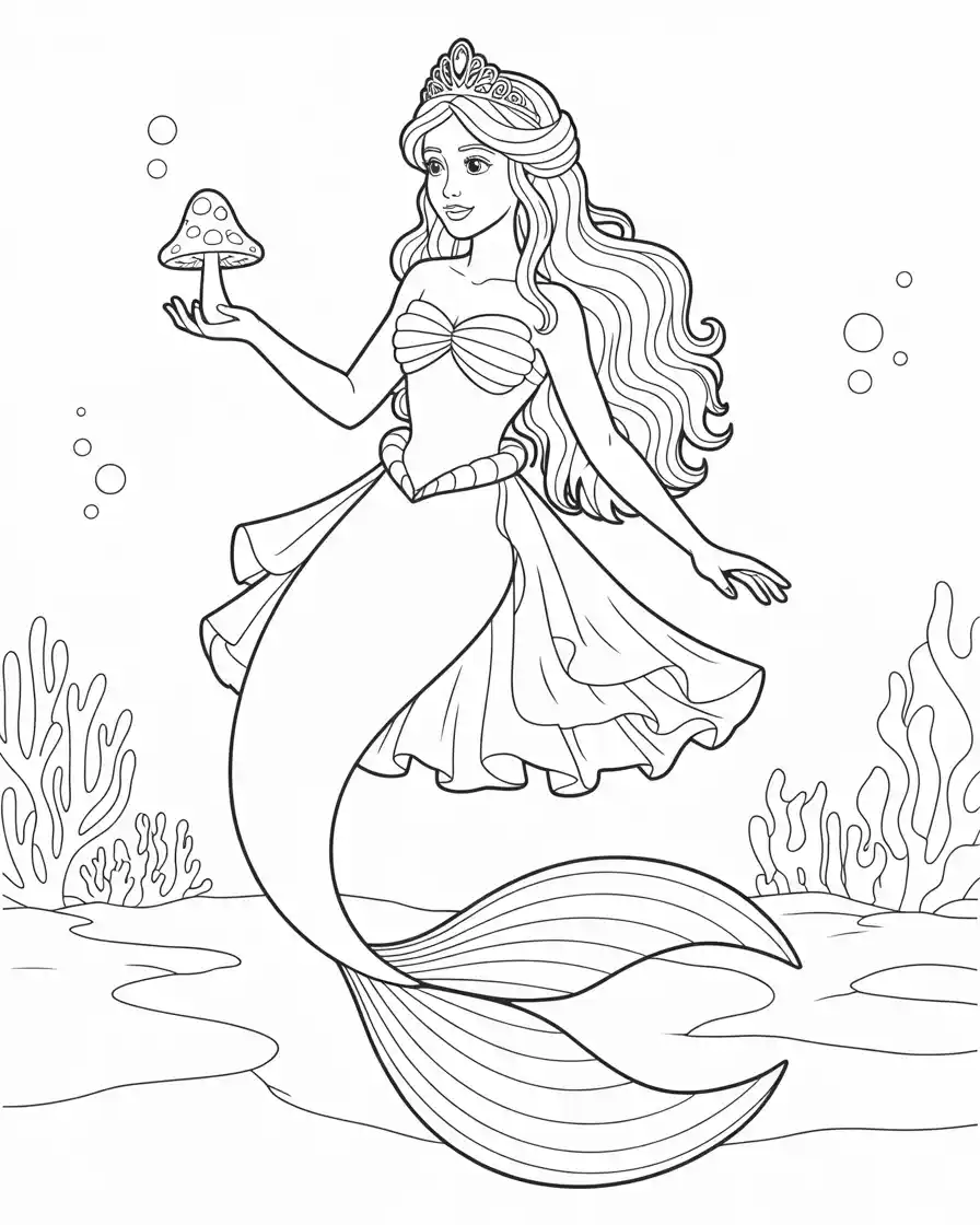 mermaid princess peach holding a tiny toad 3