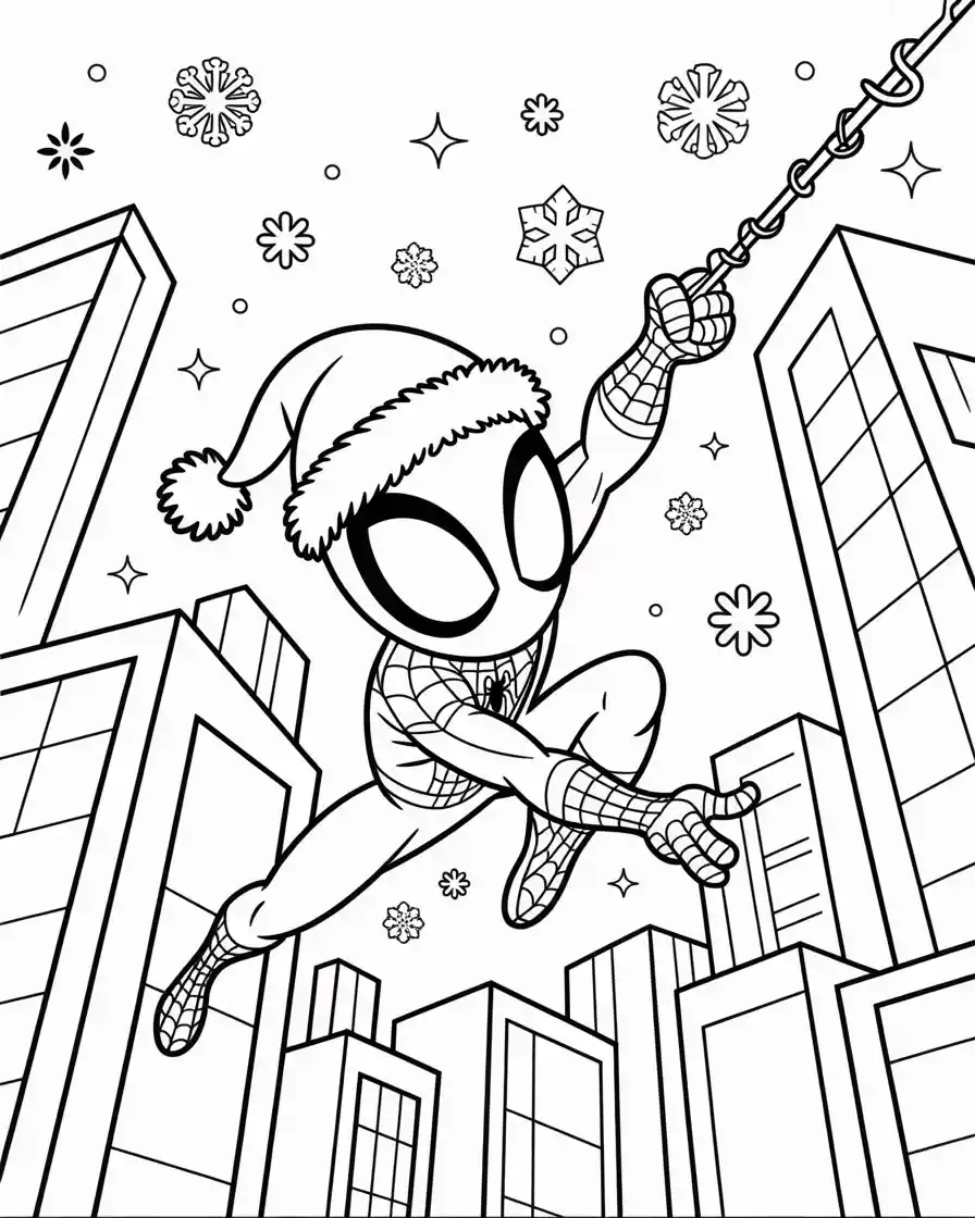 Spiderman Coloring Pages 16 merry christmas spiderman with santa hat