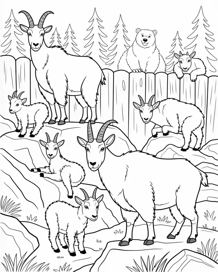 mountain goats in zoo coloring pages