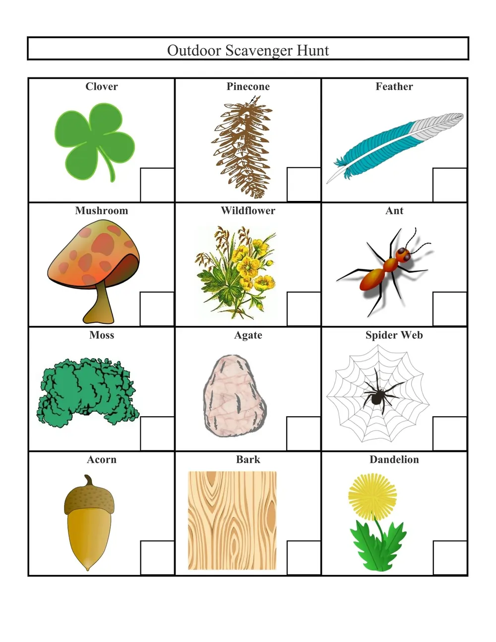Scoring Sheets 25 outdoor scavenger hunt score sheet