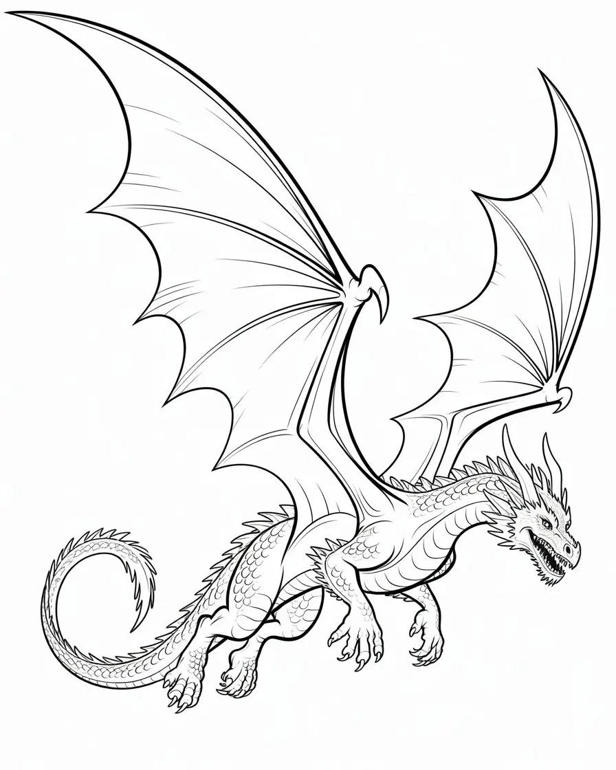 realistic dragon coloring page 1