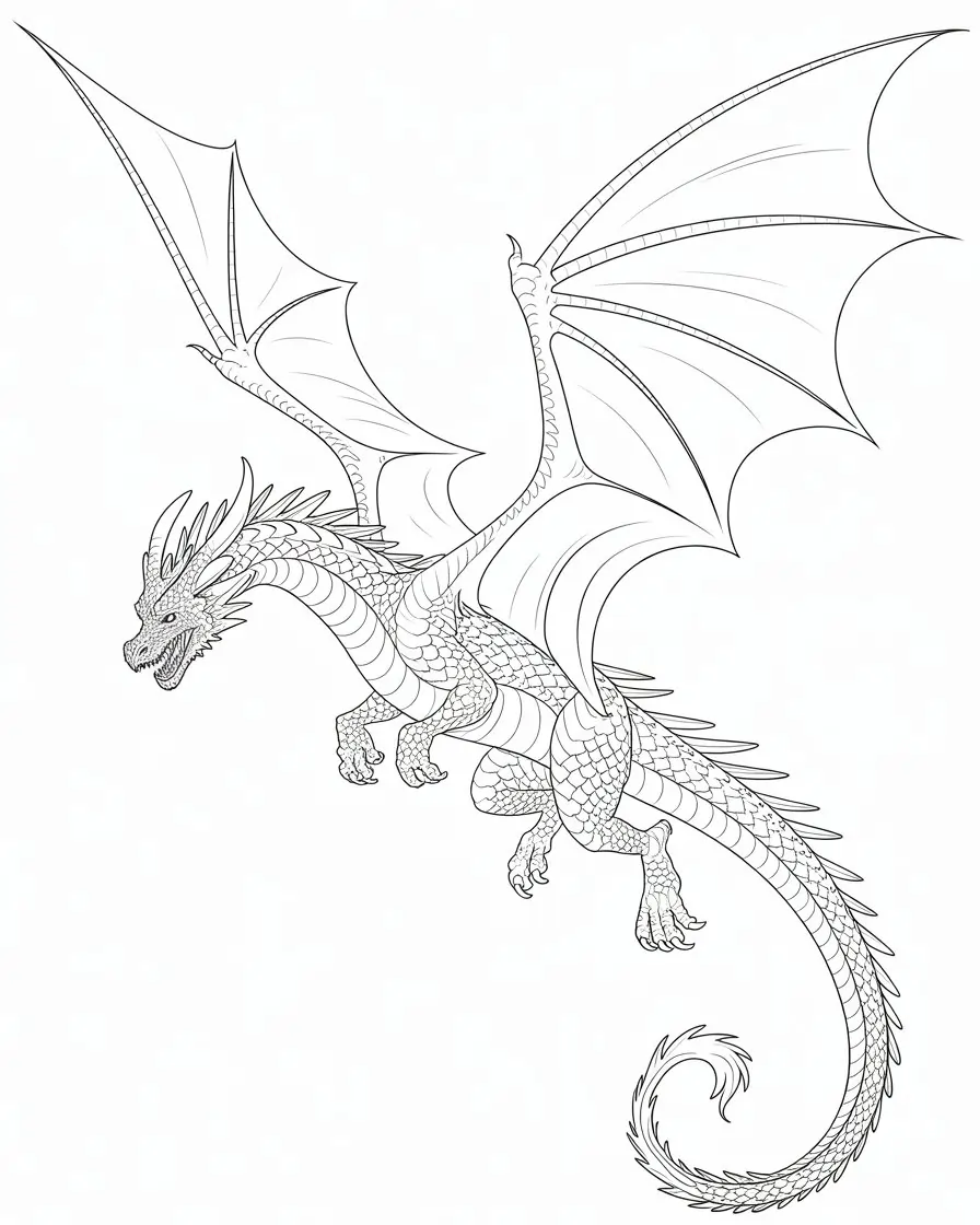 realistic dragon coloring page 2