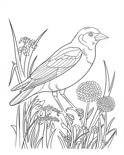 red winged blackbird coloring page